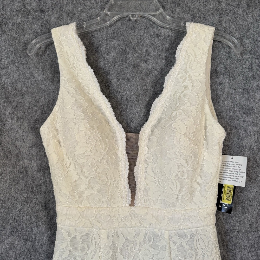 Xscape Mermaid Lace Wedding Dress Size 2 Ivory Sheath Plunging Fit Flare Trumpet - Picture 5 of 16